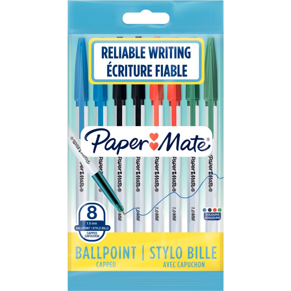 Blister de 8 stylos bille assortis 045