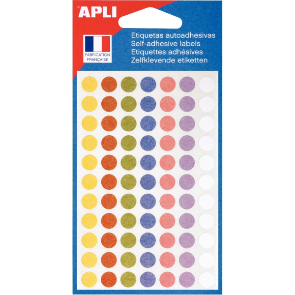 Pochette de 385 pastilles adhésives pastel 8mm assorties