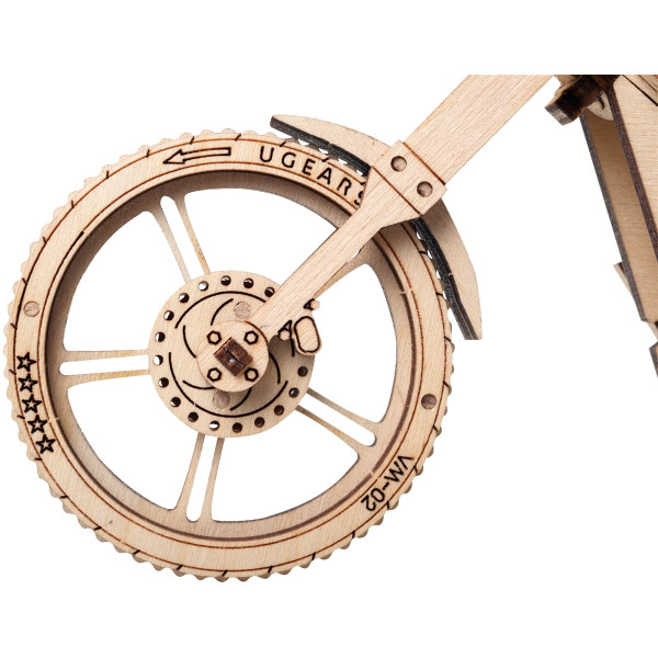 Maquette mécanique en bois, moto