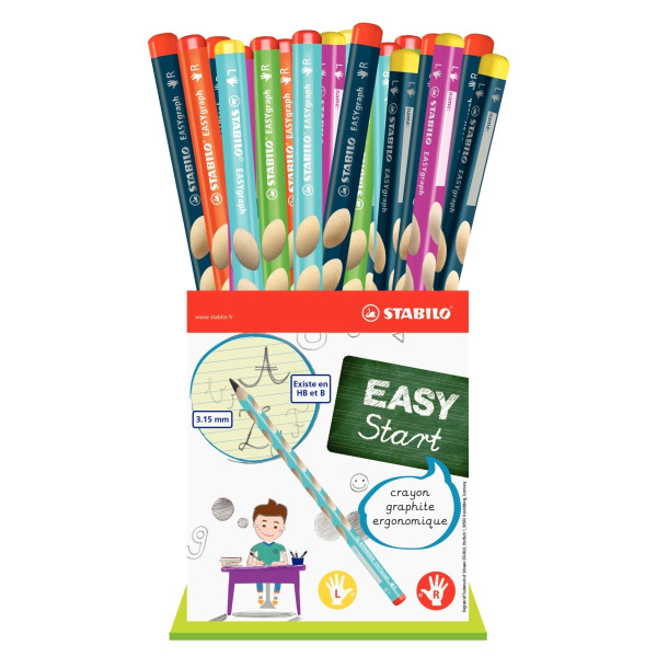 Godet de 36 crayons Easygraph B 30 droitiers + 6 gauchers