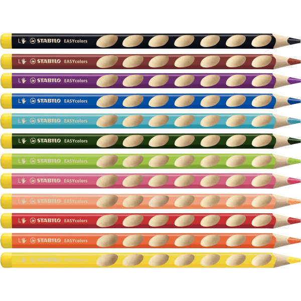 Étui de 12 crayons de couleur Easycolor gaucher + taille-crayon