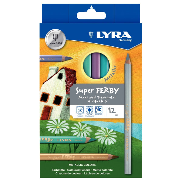 Étui de 12 crayons de couleur Super Ferby métalliques