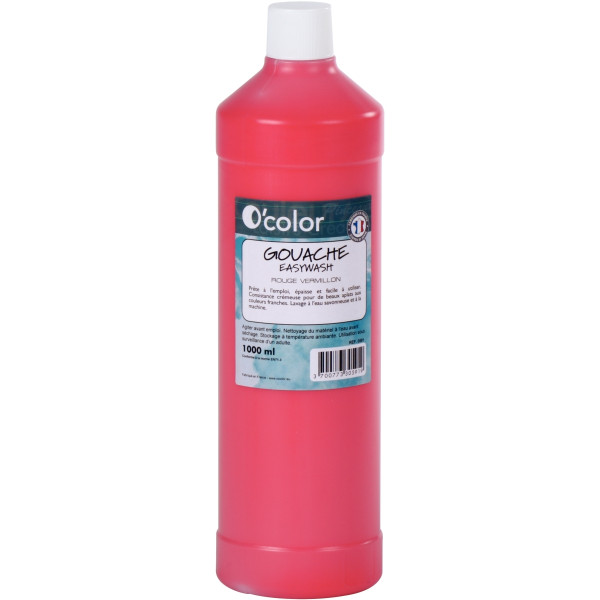 Flacon 1 L de gouache liquide économique O'COLOR coloris rouge vermillon
