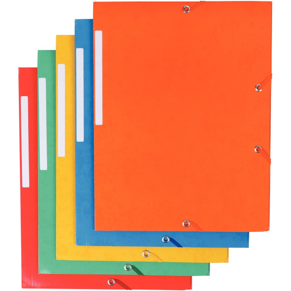 Lot de 5 chemises 3 rabats à élastiques, coloris assortis
