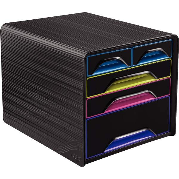 Module 3+2 tiroirs SMOOVE noir/arlequin
