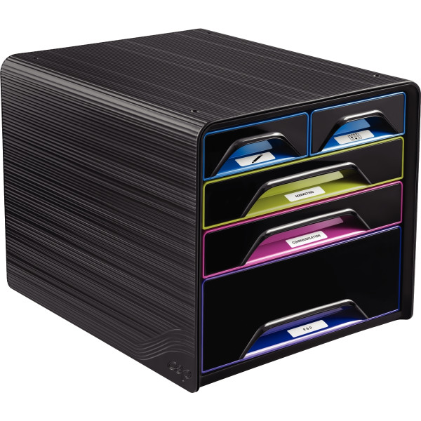 Module 3+2 tiroirs SMOOVE noir/arlequin