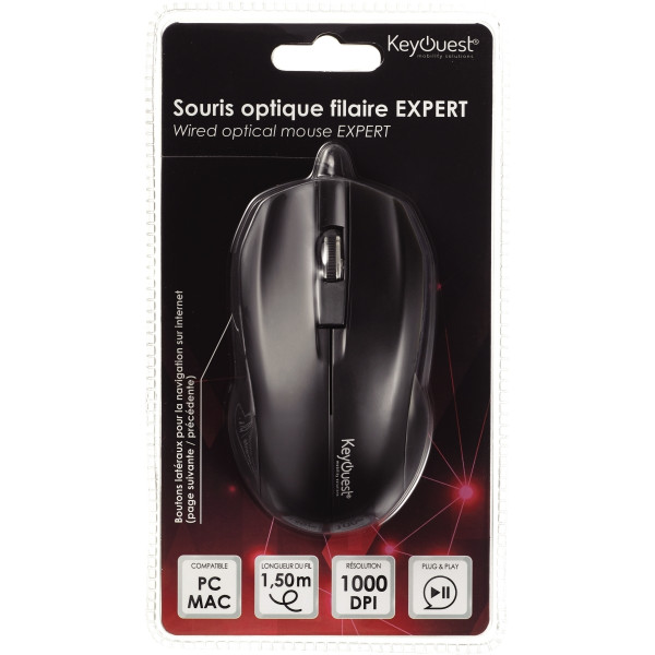 Souris filaire optique KeyOuest Expert couleur noir