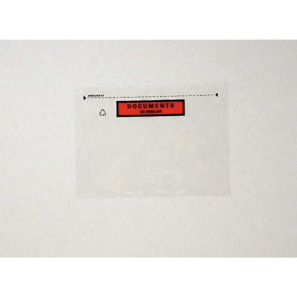 Boite de 100 pochettes adhésives "documents ci-inclus" 162x120mm
