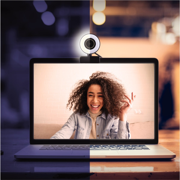 Webcam Full HD 1080 pixels avec anneau de lumière led TNB