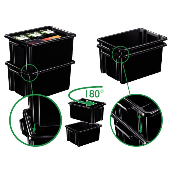 Bac de rangement 48,5L noir