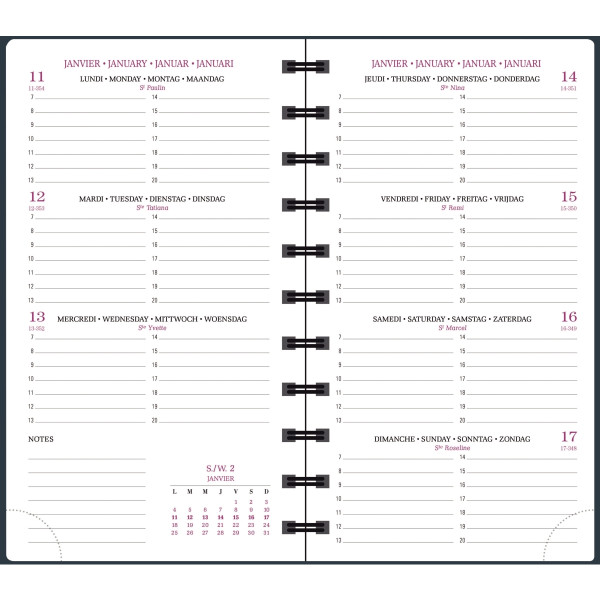 Agenda semainier Forever 9x16cm gris