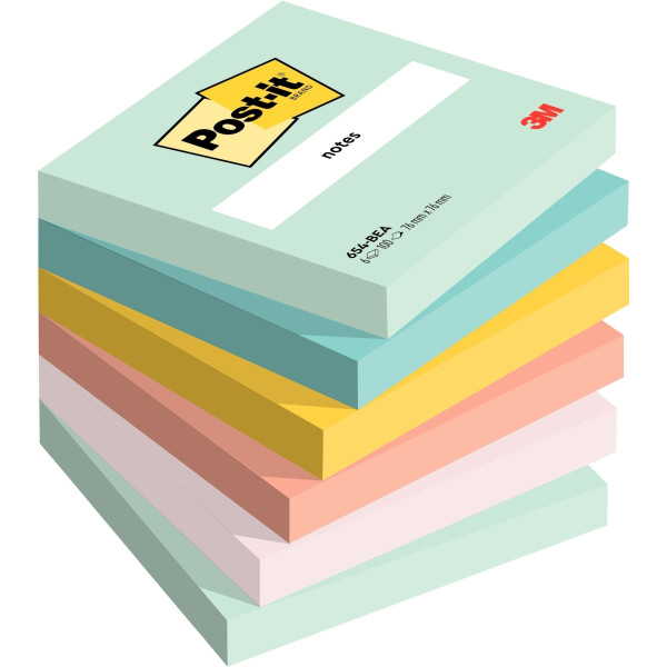 Paquet de 6 blocs notes post it adhesives100 feuilles 76 x 76 mm  collection Beachside