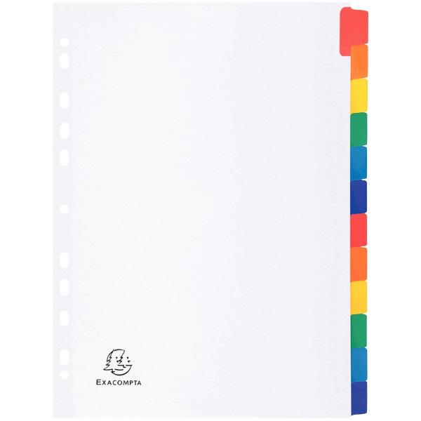 Jeu de 12 intercalaires en carte blanche Mylar, format A4