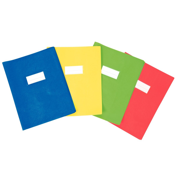 Paquet de 10 protèges-cahier luxe opaque avec rabats épaisseur 22/100ème 17x22 cm PVC cristal bleu