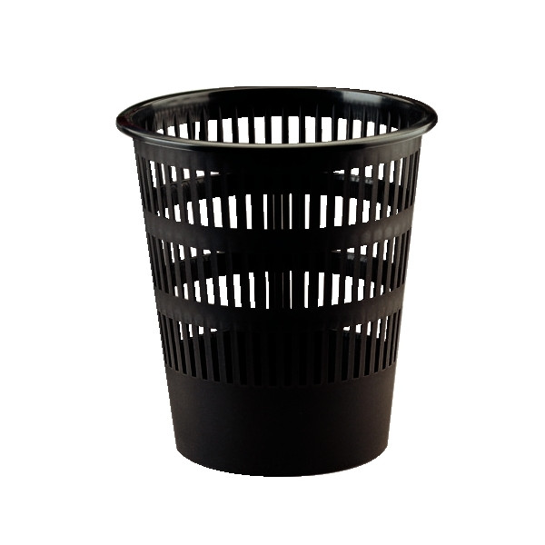 Corbeille à papier en plastique recyclé ajourée 16L noire