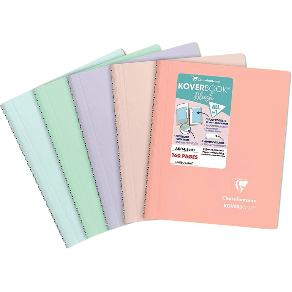 Cahier à reliure intégrale 160 pages KOVERBOOK BLUSH, format A5, ligné