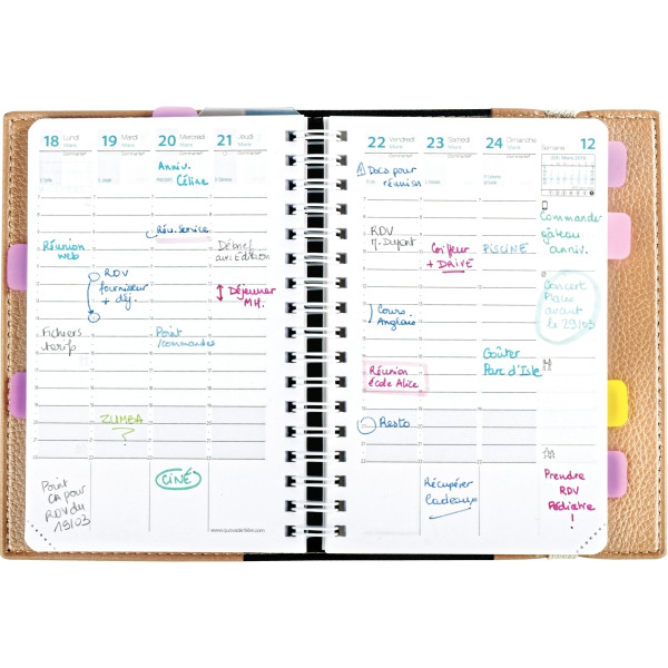 Agenda semainier Time&Life 10x15cm cuivré