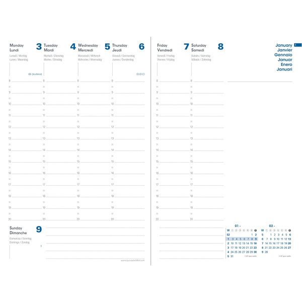 Agenda semainier Equology 21x27 noir
