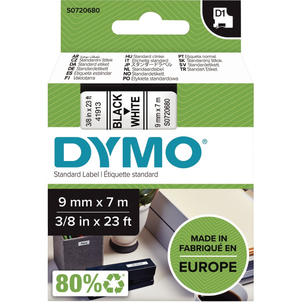 Recharge DYMO D1 9 mm x 7 m noir et  blanc