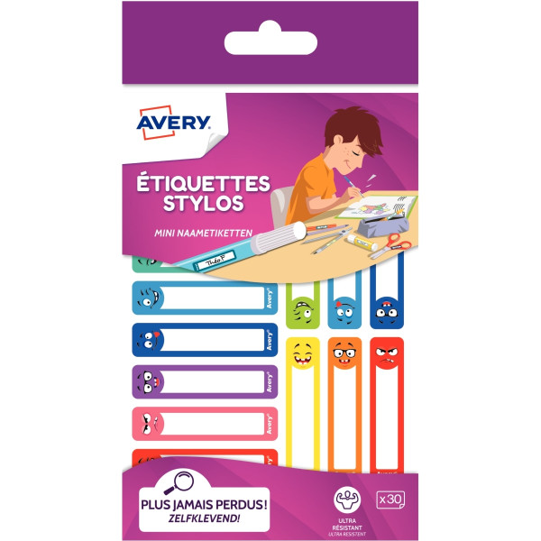 Pochette de 30 étiquettes stylo Smiley assorties