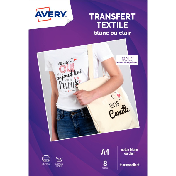 Paquet de 8 transferts 210x297mm textile
