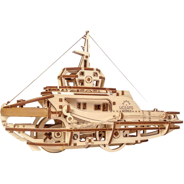 Maquette mécanique en bois, remorqueur