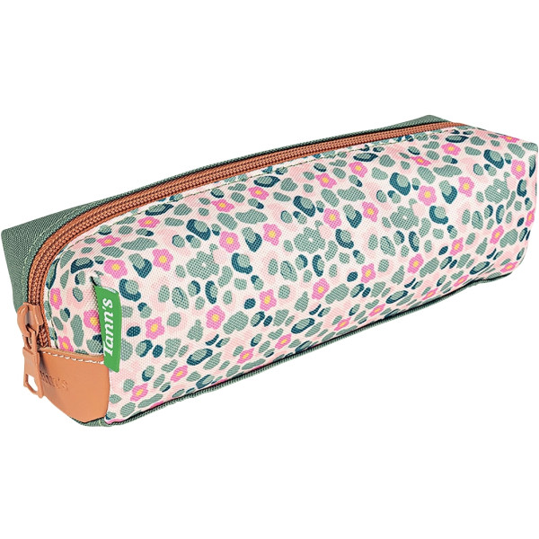Trousse simple Iris vert et rose