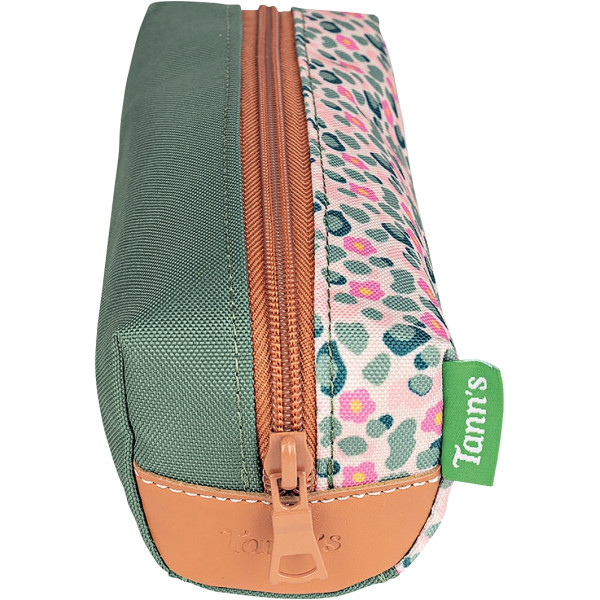 Trousse simple Iris vert et rose