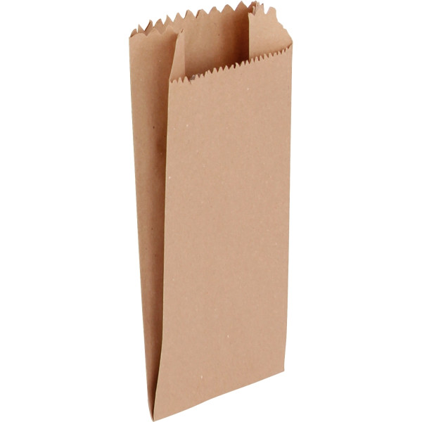Paquet de 100 sacs kraft brun 12+5x24cm sans poignée