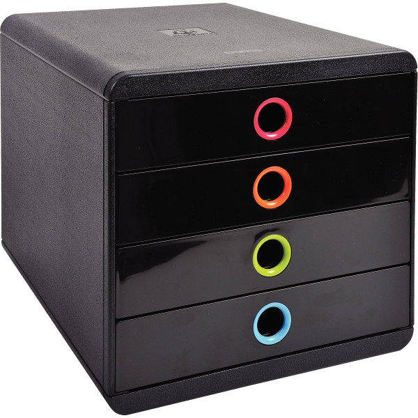 Module 4 tiroirs POPBOX noir/arlequin