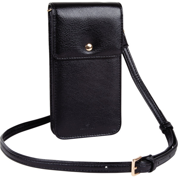 Pochette pour téléphone en cuir coloris noir
