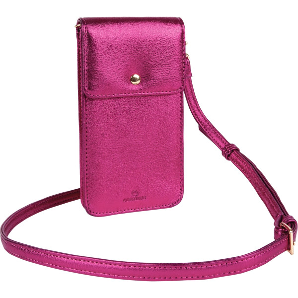 Pochette pour téléphone en cuir coloris rose