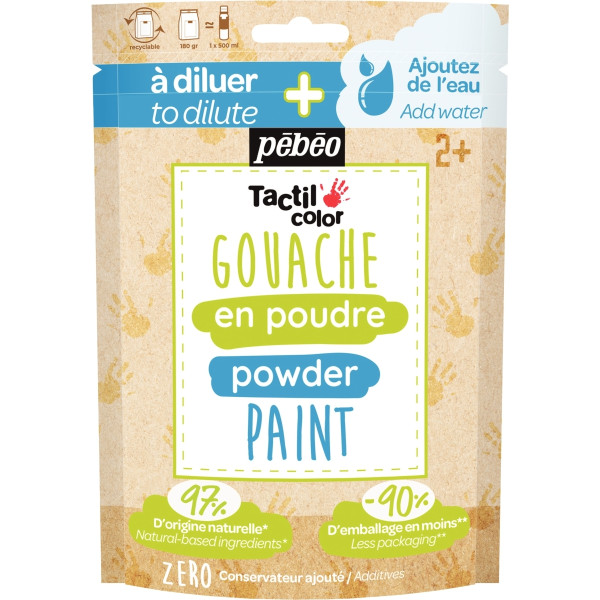 Lot de 10 sachets 180g de gouache en poudre 2 en 1 Tactilcolor
