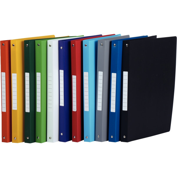 Classeur 4 anneaux en polypropylène opaque, format A4, dos 2,5 cm, gris