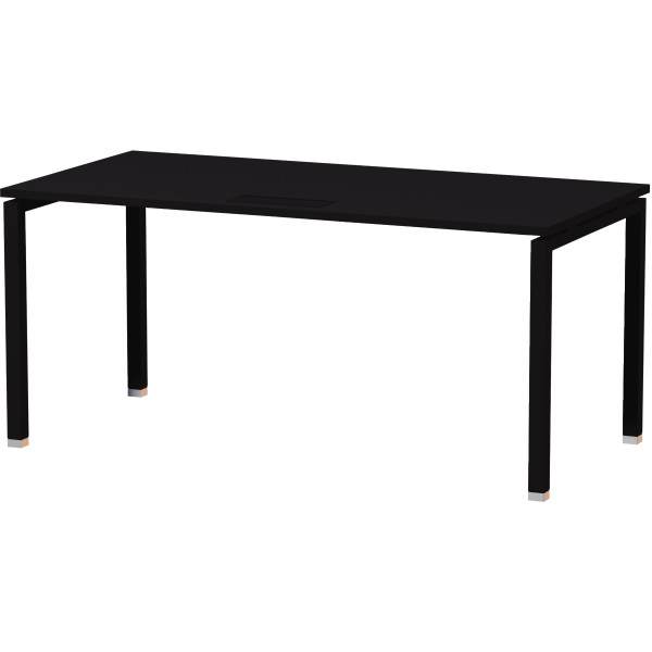 Bureau droit piètement en U L160xH74xP80cm panneau noir/pieds noir