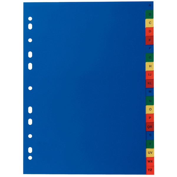 Jeu de 20 intercalaires alphabétiques en polypropylène coloré, format A4