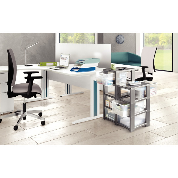 Tour de rangement 4 tiroirs gris foncé