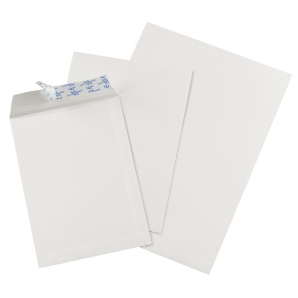 Boite de 500 pochettes blanches 176x250mm 90g bande siliconée