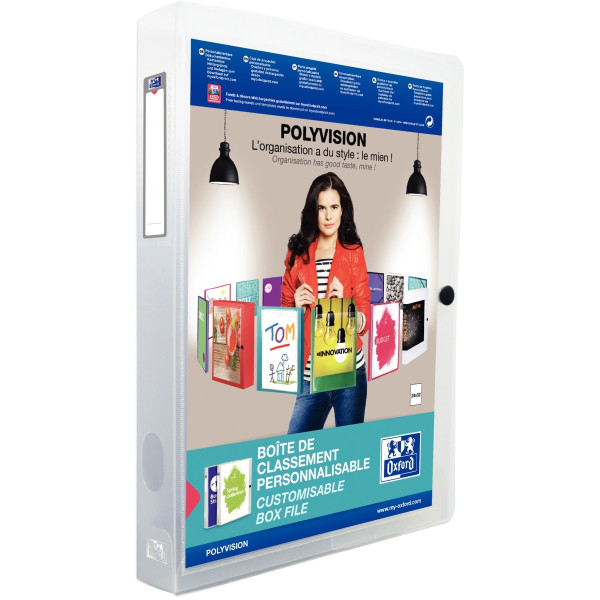Boite de classement personnalisable en polypropylène dos 4 cm, incolore