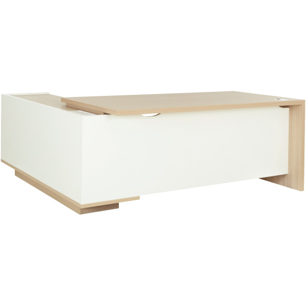 Bureau retour droite L180/198xH75xP90/180cm avec rangements chêne structuré/blanc BRABANT