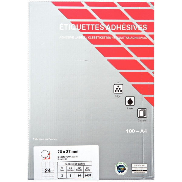 Boîte de 2400 étiquettes Flaconuo multi-usages 37x70mm coloris jaune