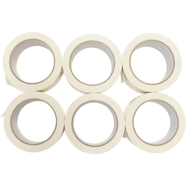 Lot de 6 rouleaux adhésifs en PVC blanc 66mx50mm