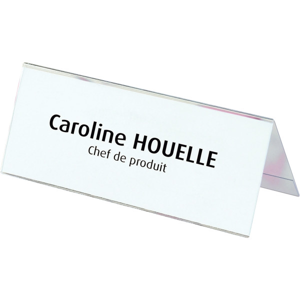 Boite de 25 chevalets plastique porte-nom 60 x 250 mm