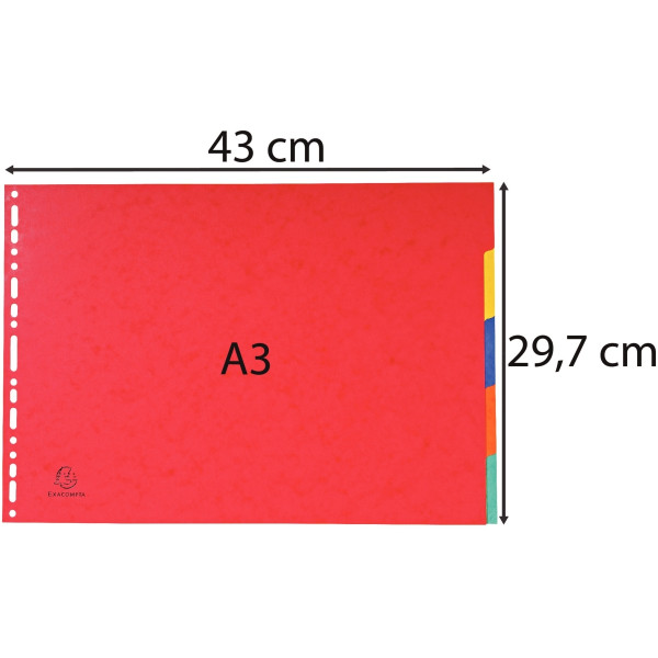 Jeu de 5 intercalaires en carte lustrée 400g, format A3 à l'italienne