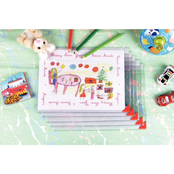 Sachet de 5 pochettes KANG en PVC repositionnables format A4