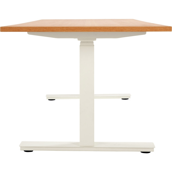 Bureau assis debout L120 cm Boost plateau chêne/piètement blanc