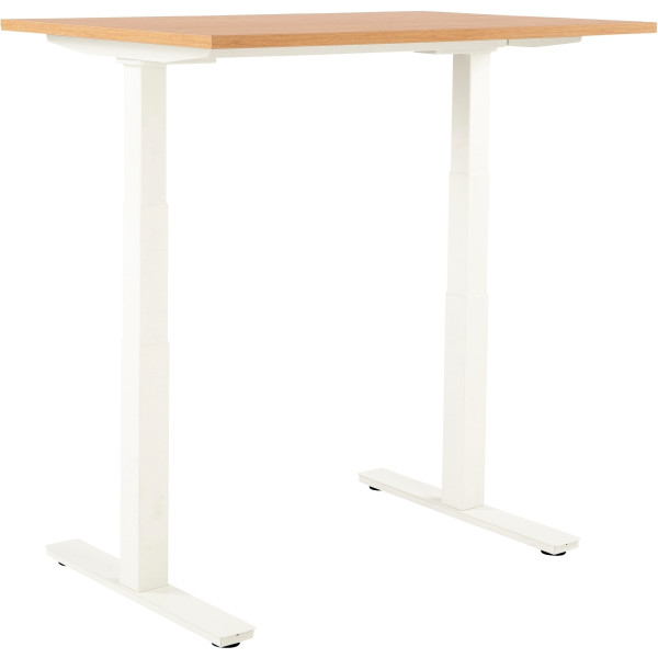 Bureau assis debout L120 cm Boost plateau chêne/piètement blanc