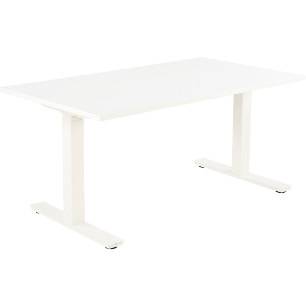 Bureau assis debout L160 cm Boost plateau blanc/piètement blanc