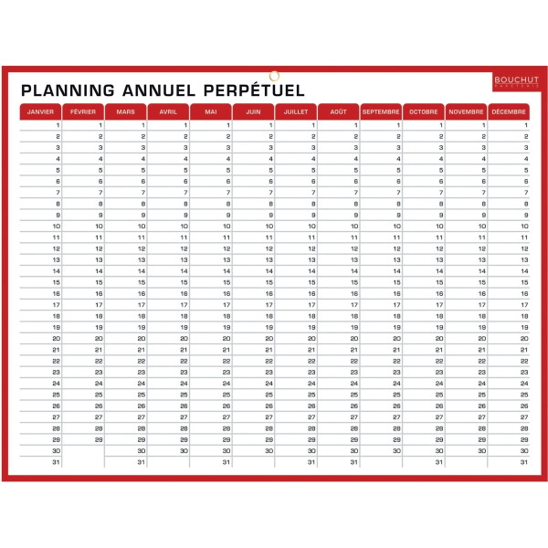 Planning rigide hebdomadaire et annuel 32x42cm