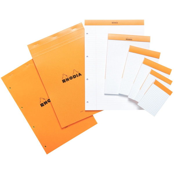 Bloc de bureau agrafé RHODIA 80 feuilles, format A5, quadrillé 5x5, papier blanc 80g